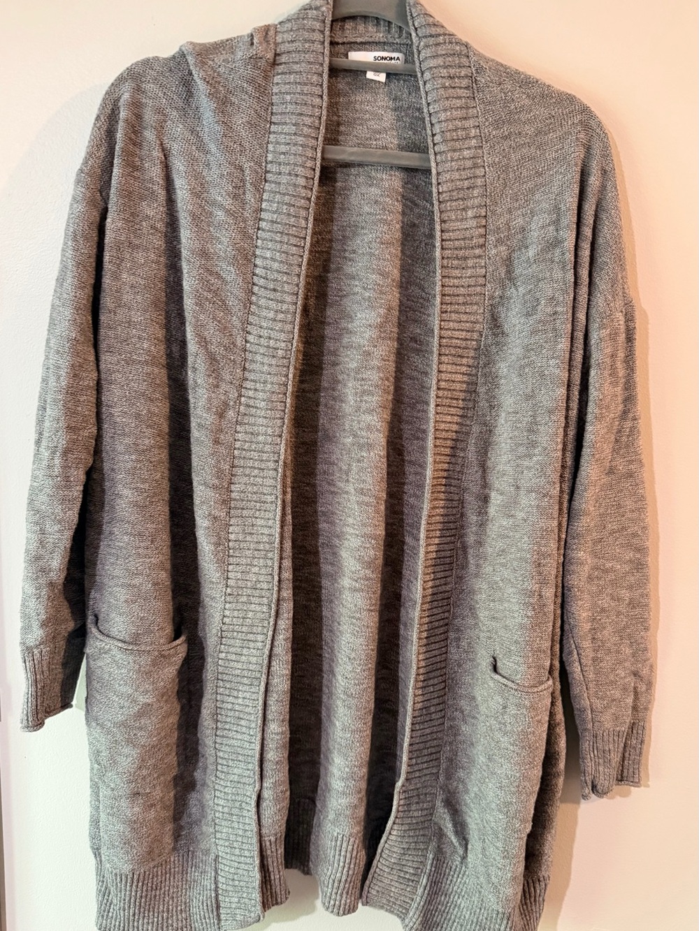 Sonoma Grey Open-Front Knit Cardigan